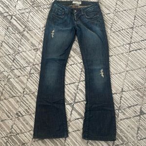 Prvcy premium dark blue denim boot cut jean.
